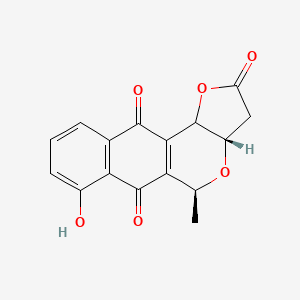 molecular formula C16H12O6 B1238934 (3aS,5S,11bR)-7-hydroxy-5-methyl-3,3a,5,11b-tetrahydro-2H-benzo[g]furo[3,2-c]isochromene-2,6,11-trione 