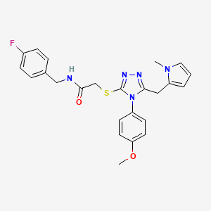 molecular formula C24H24FN5O2S B1238935 N-[(4-fluorophenyl)methyl]-2-[[4-(4-methoxyphenyl)-5-[(1-methyl-2-pyrrolyl)methyl]-1,2,4-triazol-3-yl]thio]acetamide 