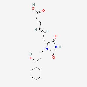 molecular formula C18H28N2O5 B1238975 5-(6-Carboxyhex-2-enyl)-1-(3-cyclohexyl-3-hydroxypropyl)hydantoin CAS No. 78864-51-4