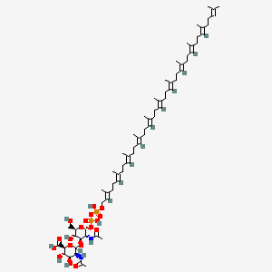 molecular formula C71H116N2O18P2 B1239048 (2S,3S,4R,5S)-5-acetamido-6-[(2R,3R,4R,5S,6R)-3-acetamido-5-hydroxy-2-[hydroxy-[hydroxy-[(2E,6E,10E,14E,18E,22E,26E,30E,34E,38E)-3,7,11,15,19,23,27,31,35,39,43-undecamethyltetratetraconta-2,6,10,14,18,22,26,30,34,38,42-undecaenoxy]phosphoryl]oxyphosphoryl]oxy-6-(hydroxymethyl)oxan-4-yl]oxy-3,4-dihydroxyoxane-2-carboxylic acid CAS No. 94230-52-1