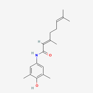 molecular formula C18H25NO2 B1239052 2,6-Octadienamide, N-(4-hydroxy-3,5-dimethylphenyl)-3,7-dimethyl-, (2E)- CAS No. 130211-75-5