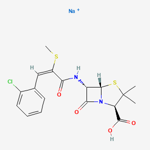 sodium;(2R,5S,6S)-6-[[(E)-3-(2-chlorophenyl)-2-methylsulfanylprop-2-enoyl]amino]-3,3-dimethyl-7-oxo-4-thia-1-azabicyclo[3.2.0]heptane-2-carboxylic acid