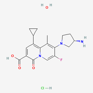 8-[(3S)-3-aminopyrrolidin-1-yl]-1-cyclopropyl-7-fluoro-9-methyl-4-oxoquinolizine-3-carboxylic acid;hydrate;hydrochloride