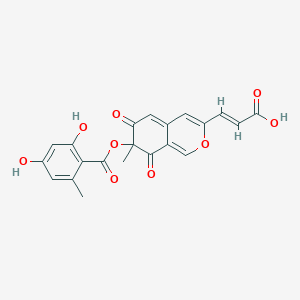 molecular formula C21H16O9 B1239148 (-)-Mitorubrinic acid 
