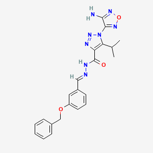 molecular formula C22H22N8O3 B1239214 1-(4-amino-1,2,5-oxadiazol-3-yl)-N'-{(E)-[3-(benzyloxy)phenyl]methylidene}-5-(propan-2-yl)-1H-1,2,3-triazole-4-carbohydrazide 
