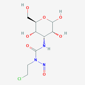 molecular formula C9H16ClN3O7 B1239216 1-(2-chloroethyl)-1-nitroso-3-[(3R,4R,5S,6R)-2,3,5-trihydroxy-6-(hydroxymethyl)oxan-4-yl]urea 