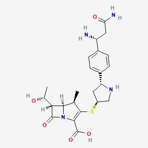 (4R,5S,6S)-3-[(3S,5R)-5-[4-[(1R)-1,3-diamino-3-oxopropyl]phenyl]pyrrolidin-3-yl]sulfanyl-6-[(1R)-1-hydroxyethyl]-4-methyl-7-oxo-1-azabicyclo[3.2.0]hept-2-ene-2-carboxylic acid