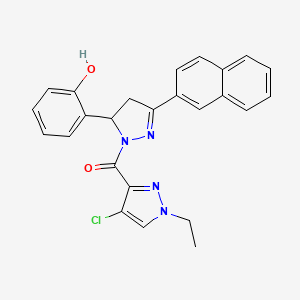molecular formula C25H21ClN4O2 B1239244 (4-CHLORO-1-ETHYL-1H-PYRAZOL-3-YL)[5-(2-HYDROXYPHENYL)-3-(2-NAPHTHYL)-4,5-DIHYDRO-1H-PYRAZOL-1-YL]METHANONE 