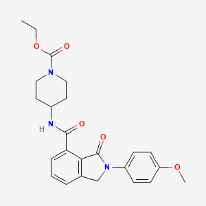 molecular formula C24H27N3O5 B1239257 4-[[[2-(4-methoxyphenyl)-3-oxo-1H-isoindol-4-yl]-oxomethyl]amino]-1-piperidinecarboxylic acid ethyl ester 