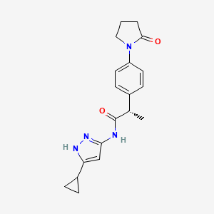 molecular formula C19H22N4O2 B1239262 (2S)-N-(5-cyclopropyl-1H-pyrazol-3-yl)-2-[4-(2-oxopyrrolidin-1-yl)phenyl]propanamide 