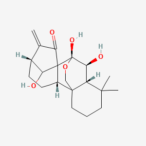 molecular formula C20H28O5 B1239266 (2S,5R,9R,10S,11R,18S)-9,10,18-trihydroxy-12,12-dimethyl-6-methylidene-17-oxapentacyclo[7.6.2.15,8.01,11.02,8]octadecan-7-one 