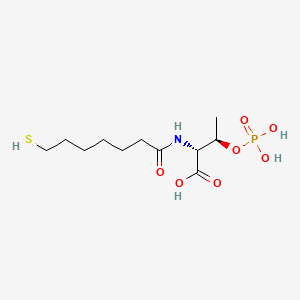 molecular formula C11H22NO7PS B1239274 (2R,3R)-3-phosphonooxy-2-(7-sulfanylheptanoylamino)butanoic acid 