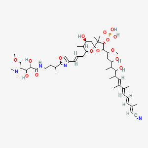 molecular formula C50H81N4O15P B1239335 [(3S,7S)-2-[(7E,9E,11E,13E)-14-cyano-3,5-dihydroxy-1-methoxy-4,6,8,9,13-pentamethyltetradeca-7,9,11,13-tetraenyl]-9-[(E)-3-[2-[4-[[4-(dimethylamino)-2,3-dihydroxy-5-methoxypentanoyl]amino]butan-2-yl]-1,3-oxazol-4-yl]prop-2-enyl]-7-hydroxy-4,4,8-trimethyl-1,10-dioxaspiro[4.5]decan-3-yl] dihydrogen phosphate 