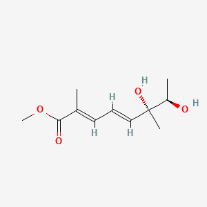 molecular formula C11H18O4 B1239348 methyl (2E,4E,6R,7R)-6,7-dihydroxy-2,6-dimethylocta-2,4-dienoate CAS No. 94120-03-3