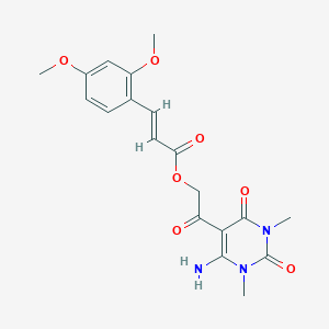 molecular formula C19H21N3O7 B1239362 [2-(4-amino-1,3-dimethyl-2,6-dioxopyrimidin-5-yl)-2-oxoethyl] (E)-3-(2,4-dimethoxyphenyl)prop-2-enoate 