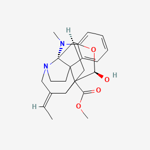 molecular formula C22H26N2O4 B1239418 methyl (1S,2S,15E,18R)-15-ethylidene-18-hydroxy-3-methyl-19-oxa-3,13-diazahexacyclo[14.3.1.02,10.02,13.04,9.010,17]icosa-4,6,8-triene-17-carboxylate 