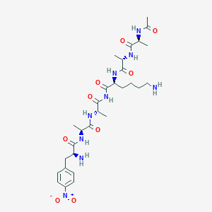 molecular formula C29H45N9O9 B1239428 (2S)-2-[[(2S)-2-[[(2S)-2-acetamidopropanoyl]amino]propanoyl]amino]-6-amino-N-[(2S)-2-[[(2S)-2-[[(2S)-2-amino-3-(4-nitrophenyl)propanoyl]amino]propanoyl]amino]propanoyl]hexanamide CAS No. 82867-31-0