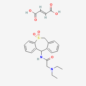 molecular formula C24H28N2O7S B1239447 (2E)-2-BUTENEDIOIC ACID COMPOUND WITH 2-(DIETHYLAMINO)-N-(5,5-DIOXIDO-6,11-DIHYDRODIBENZO[B,E]THIEPIN-11-YL)ACETAMIDE CAS No. 90405-01-9
