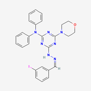 2-N-[(Z)-(3-iodophenyl)methylideneamino]-6-morpholin-4-yl-4-N,4-N-diphenyl-1,3,5-triazine-2,4-diamine