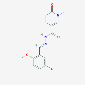 molecular formula C16H17N3O4 B1239496 N-[(E)-(2,5-dimethoxyphenyl)methylideneamino]-1-methyl-6-oxopyridine-3-carboxamide 