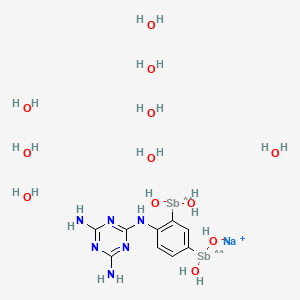 molecular formula C9H30N6NaO12Sb2- B1239503 4-(2,4-Diamino-1,3,5-triazin-6-ylamino)phenylstibonate octahydrate monosodium CAS No. 6415-96-9