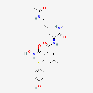 molecular formula C24H38N4O6S B1239580 Butanediamide, N4-(5-(acetylamino)-1-((methylamino)carbonyl)pentyl)-N1-hydroxy-2-(((4-hydroxyphenyl)thio)methyl)-3-(2-methylpropyl)-, (2S-(N4(R*),2R*,3S*))- CAS No. 157726-04-0