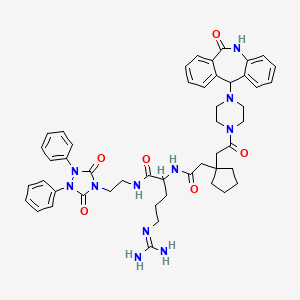 5-(diaminomethylideneamino)-N-[2-(3,5-dioxo-1,2-diphenyl-1,2,4-triazolidin-4-yl)ethyl]-2-[[2-[1-[2-oxo-2-[4-(6-oxo-5,11-dihydrobenzo[c][1]benzazepin-11-yl)piperazin-1-yl]ethyl]cyclopentyl]acetyl]amino]pentanamide