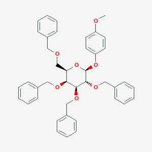 molecular formula C41H42O7 B123973 (2R,3S,4S,5R,6S)-3,4,5-Tris(benzyloxy)-2-((benzyloxy)methyl)-6-(4-methoxyphenoxy)tetrahydro-2H-pyran CAS No. 143536-99-6