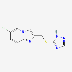 molecular formula C10H8ClN5S B1239734 6-chloro-2-[(1H-1,2,4-triazol-5-ylthio)methyl]imidazo[1,2-a]pyridine 