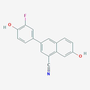 molecular formula C17H10FNO2 B1239775 3-(3-Fluoro-4-hydroxyphenyl)-7-hydroxy-1-naphthonitrile CAS No. 550997-55-2