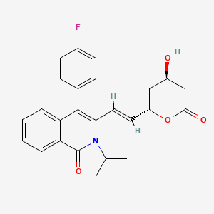 molecular formula C25H24FNO4 B1239843 6-(2-(4-(4-Fluorophenyl)-2-isopropyl-1-oxo-1,2-dihydroisoquinolin-3-yl)ethen-1-yl)-4-hydroxy-3,4,5,6-tetrahydro-2H-pyran-2-one CAS No. 126059-69-6