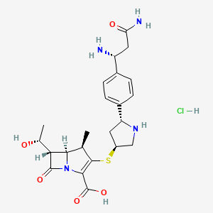 (4R,5S,6S)-3-[(3S,5R)-5-[4-[(1R)-1,3-diamino-3-oxopropyl]phenyl]pyrrolidin-3-yl]sulfanyl-6-[(1R)-1-hydroxyethyl]-4-methyl-7-oxo-1-azabicyclo[3.2.0]hept-2-ene-2-carboxylic acid;hydrochloride