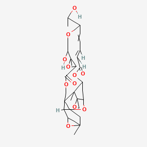 molecular formula C29H38O11 B1240005 (22E)-16-hydroxy-19-(1-hydroxyethyl)-6,15,27-trimethylspiro[2,5,11,14,18,25-hexaoxahexacyclo[24.2.1.03,9.04,6.09,27.013,15]nonacosa-20,22-diene-28,2'-oxirane]-12,24-dione CAS No. 61251-97-6