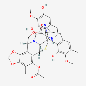 molecular formula C39H43N3O11S B1240014 [(1R,2R,14R)-5,6',12-trihydroxy-6,7'-dimethoxy-7,21,30-trimethyl-27-oxospiro[17,19,28-trioxa-24-thia-13,30-diazaheptacyclo[12.9.6.13,11.02,13.04,9.015,23.016,20]triaconta-4(9),5,7,15,20,22-hexaene-26,1'-3,4-dihydro-2H-isoquinoline]-22-yl] acetate 