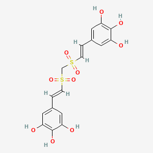 molecular formula C17H16O10S2 B1240088 1,2,3-Benzenetriol, 5,5'-(methylenebis(sulfonyl-(1E)-2,1-ethenediyl))bis- 