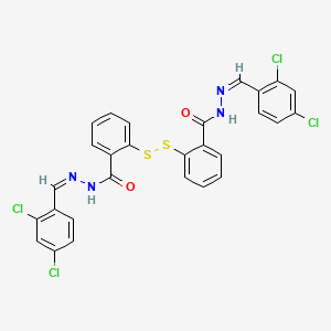 molecular formula C28H18Cl4N4O2S2 B1240106 N-[(Z)-(2,4-dichlorophenyl)methylideneamino]-2-[[2-[[(Z)-(2,4-dichlorophenyl)methylideneamino]carbamoyl]phenyl]disulfanyl]benzamide 