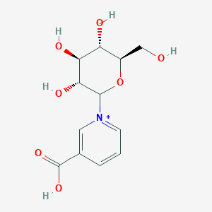 molecular formula C12H16NO7+ B1240155 N-(D-glucopyranosyl)nicotinic acid 
