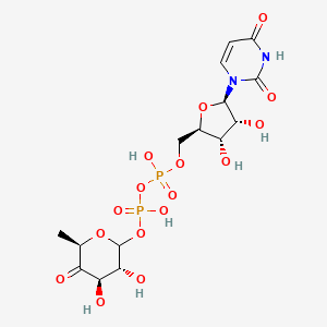 molecular formula C15H22N2O16P2 B1240160 [(3R,4R,6R)-3,4-dihydroxy-6-methyl-5-oxooxan-2-yl] [[(2R,3S,4R,5R)-5-(2,4-dioxopyrimidin-1-yl)-3,4-dihydroxyoxolan-2-yl]methoxy-hydroxyphosphoryl] hydrogen phosphate 