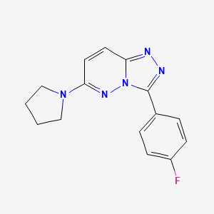 molecular formula C15H14FN5 B1240187 3-(4-Fluorophenyl)-6-(1-pyrrolidinyl)-[1,2,4]triazolo[4,3-b]pyridazine 