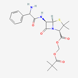 molecular formula C22H29N3O6S B12402102 2,2-dimethylpropanoyloxymethyl (2S,5R,6R)-6-[(2-amino-2-phenylacetyl)amino]-3,3-dimethyl-7-oxo-4-thia-1-azabicyclo[3.2.0]heptane-2-carboxylate 