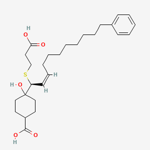 molecular formula C27H40O5S B1240219 4-[(Z,1S)-1-(2-carboxyethylsulfanyl)-11-phenylundec-2-enyl]-4-hydroxycyclohexane-1-carboxylic acid CAS No. 129509-46-2