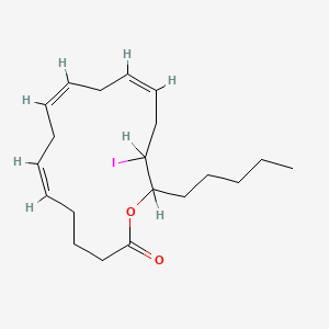molecular formula C20H31IO2 B1240248 (6Z,9Z,12Z)-15-iodo-16-pentyl-1-oxacyclohexadeca-6,9,12-trien-2-one CAS No. 78000-89-2