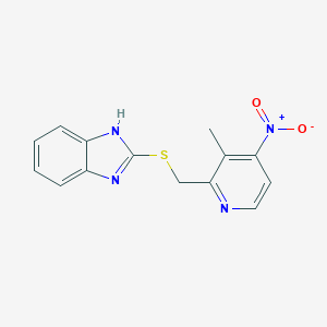 molecular formula C14H12N4O2S B124025 1H-Benzimidazole, 2-[[(3-methyl-4-nitro-2-pyridinyl)methyl]thio]- CAS No. 152402-98-7