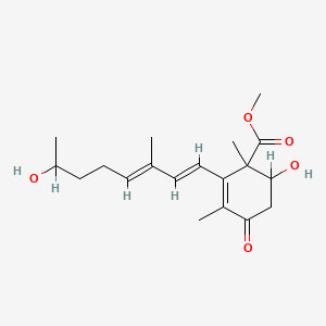 molecular formula C19H28O5 B1240251 methyl 6-hydroxy-2-[(1E,3E)-7-hydroxy-3-methylocta-1,3-dienyl]-1,3-dimethyl-4-oxocyclohex-2-ene-1-carboxylate CAS No. 90902-25-3