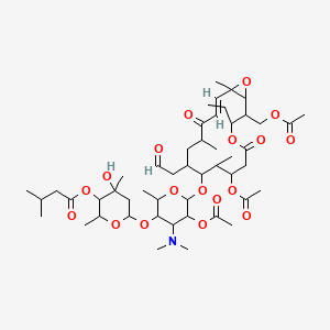 molecular formula C49H77NO18 B1240260 Tylosin, 23-O-acetyl-23-O-de(6-deoxy-2,3-di-O-methyl-beta-D-allopyranosyl)-12,13-epoxy-12,13-dihydro-, 2A,3-diacetate 4B-(3-methylbutanoate), (12S,13S)- CAS No. 122076-87-3