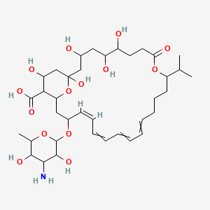 (4Z,6Z,8Z,10Z)-3-(4-amino-3,5-dihydroxy-6-methyl-tetrahydropyran-2-yl)oxy-20,21,23,25,27-pentahydroxy-15-isopropyl-17-oxo-16,29-dioxabicyclo[23.3.1]nonacosa-4,6,8,10-tetraene-28-carboxylic acid