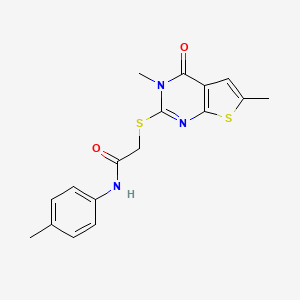 2-[(3,6-dimethyl-4-oxo-2-thieno[2,3-d]pyrimidinyl)thio]-N-(4-methylphenyl)acetamide