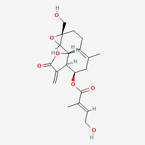 molecular formula C20H26O7 B1240313 [(1S,2R,4S,7E,10R,11R)-4-(hydroxymethyl)-8-methyl-12-methylidene-13-oxo-3,14-dioxatricyclo[9.3.0.02,4]tetradec-7-en-10-yl] (E)-4-hydroxy-2-methylbut-2-enoate 