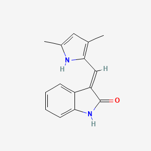 molecular formula C15H14N2O B1240350 (3E)-3-[(3,5-dimethyl-1H-pyrrol-2-yl)methylidene]-1H-indol-2-one 