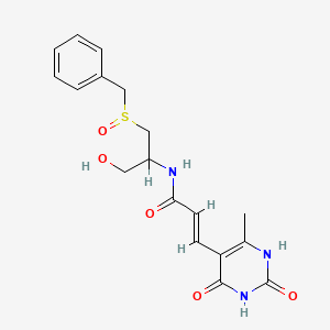 (E)-N-(1-benzylsulfinyl-3-hydroxypropan-2-yl)-3-(6-methyl-2,4-dioxo-1H-pyrimidin-5-yl)prop-2-enamide